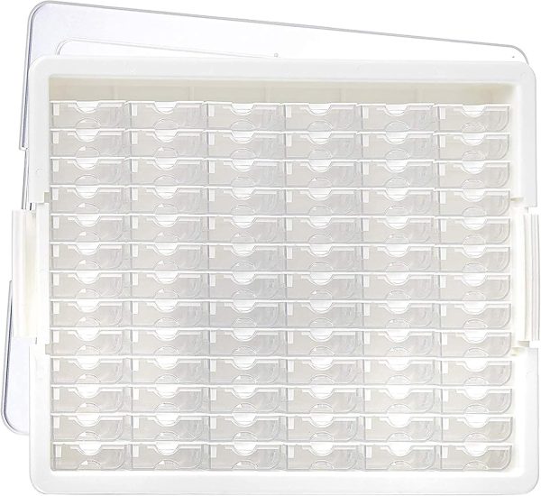 Elizabeth Ward Bead Storage Solutions Plastic Storage Tray and Bead Organizer with 78 Containers of Various Sizes, Tray, and Lid for Beads, Clear-0