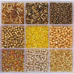 Basigeese Mix 15 Color Glass Seed Beads Tube Beads Glass Bugle Beads Loose Kit for Jewelry Making DIY Craft Beading (Mix 15 Color, Gold)-0