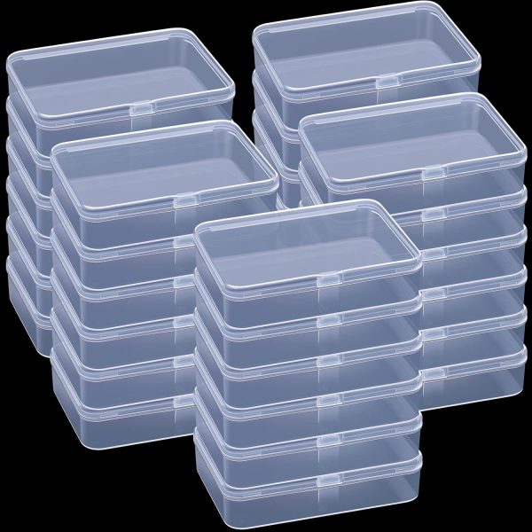 Tuanse 30 Pcs Clear Plastic Beads Storage Containers Box with Lids Multiple Sizes Storage Square Containers for Jewelry Beads Craft Supplies(4.1 x 3 x 1 Inch)-0