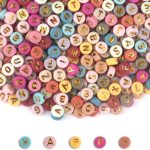1000PCS Colourful Letter Beads for Threading, 4 x 7 MM Acrylic Round Beads for Jewellery DIY Making Crafts Bracelets Necklaces Ornaments-Gold-0