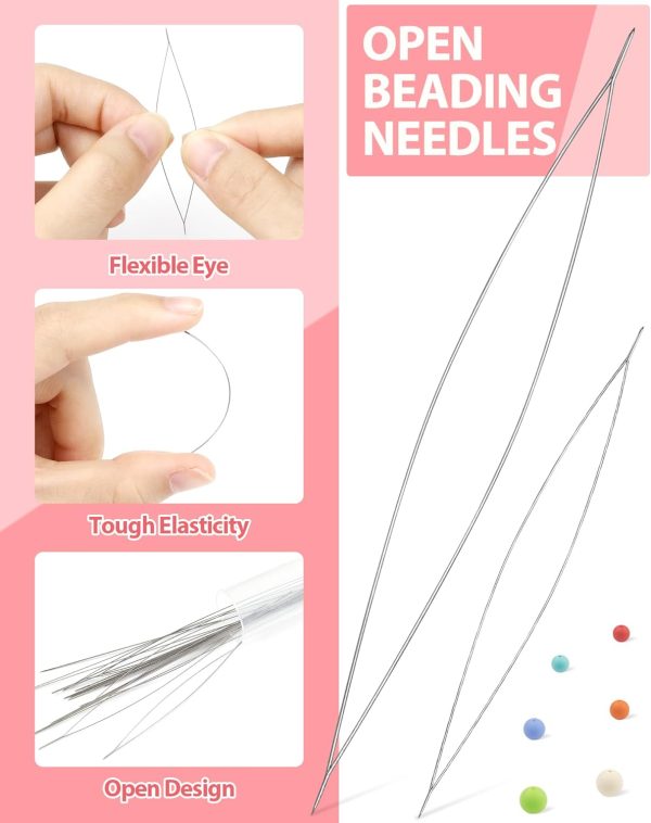 FIVEIZERO 87 Pcs Beading Needles Set – 3 Types: 6 Sizes Big Eye Seed Bead Needle & 6 Sizes Long Straight, Collapsible Twisted Flexible Needle, Beading Needles for Jewelry Making-3