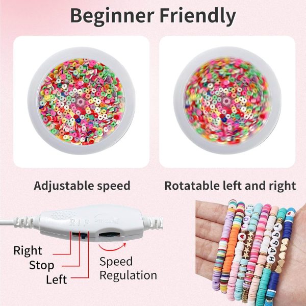 SUNFATT Clay Beads Bracelet Making Kit,Bead Spinner with 4300 PCS Mixed Color Beads Set for DIY Jewelry Making,Bracelets and Necklaces,Adjustable Speed Bracelet Spinner,Crafts for Girls.-3