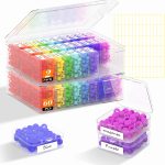 2 Pack 60 Pcs Bead Organizer Box, Clear Plastic Storage Containers Features Hinged Lid and Labels, Craft Storage Box for Jewelry, Diamonds, Clay Beads, Bracelets, Screws, Seeds, Small Parts-0