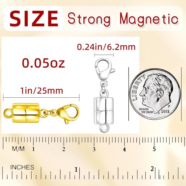 Magnetic Necklace Clasp with Lobster Clasp,14K Gold and Silver Magnetic Jewelry Clasps for Necklace Extender Bracelet Closures-1