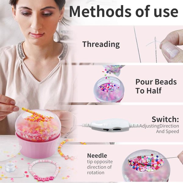 SUNFATT Clay Beads Bracelet Making Kit,Bead Spinner with 4300 PCS Mixed Color Beads Set for DIY Jewelry Making,Bracelets and Necklaces,Adjustable Speed Bracelet Spinner,Crafts for Girls.-2