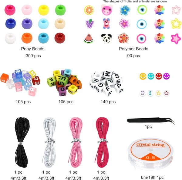 Dowsabel Bracelet Making Kit, Beads for Bracelets Making Pony, Kandi, Polymer Clay, Smile Face & Letter Beads for Jewelry Making, DIY Arts and Crafts Gifts Toys for Girls Age 6-12-2