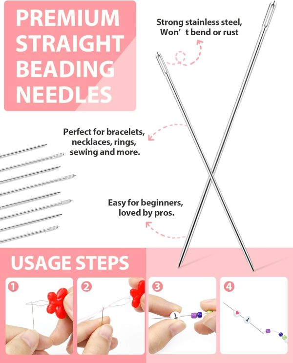 FIVEIZERO 87 Pcs Beading Needles Set – 3 Types: 6 Sizes Big Eye Seed Bead Needle & 6 Sizes Long Straight, Collapsible Twisted Flexible Needle, Beading Needles for Jewelry Making-4