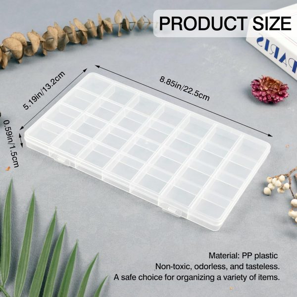 28 Grids Plastic Organizer Box with Dividers for Crafting, Storage Container for Beads & Charms & Accessories(2-Pack)-3