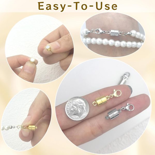 Magnetic Necklace Clasp with Lobster Clasp,14K Gold and Silver Magnetic Jewelry Clasps for Necklace Extender Bracelet Closures-4
