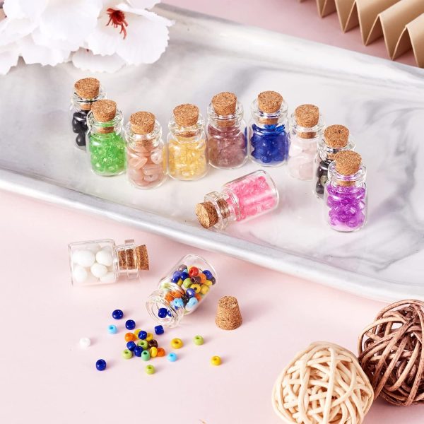 Glass Cork Bottles 20pcs Clear Glass Empty Wishing Bottle Jewelry Bead Containers for DIY Crafts Wedding Gifts Party Favors,2.2x1.5cm-3