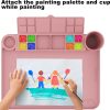 Silicone Art Mat - 17" X 13" With Cup and Palette, Raised Edge for Craft, Artist Creator Mat for Resin DIY, Coral Pink-3