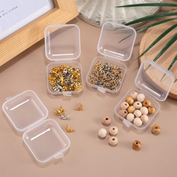 BEIQIYA 6pcs Clear Plastic Ear Plug Cases, 1.8cm Thicken Mini Jewelry Storage Cases, Small Portable Square Bead Storage Box Organizer for Earplugs Necklaces Handicrafts-3