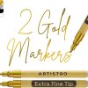 ARTISTRO 2 Gold Acrylic Paint Markers - 0.7mm Extra Fine-Tip Metallic Paint Pens - Perfect for Crafting, Art Projects, & More-0