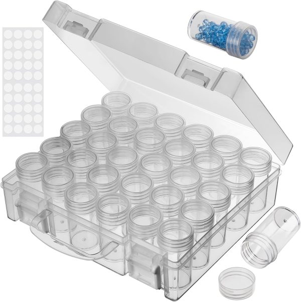Bead Organizer, Bead Containers, 30 Grids Diamond Painting Storage Containers Clear Bead Organization Diamond Painting Accessories Small Storage Container for Beads Seeds Glitter Rhinestones (1 Pack)-0