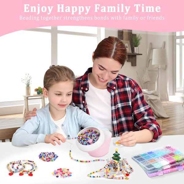 Myartype Clay Bead Spinner and Seed Bead Spinner, 2-in-1 Electric Bead Spinner for Jewelry Making, Bracelet Spinner and Necklace Making Machine with Bead Needles and Thread (Pink)-4