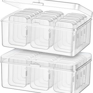 Blulu 24 Pcs Bead Organizer Plastic Small Bead Storage Box Clear Storage Case Craft Containers with 2 Pcs Hinged Lid Clear Craft Cases for Jewelry Making DIY Bracelets Beading (Large)-0