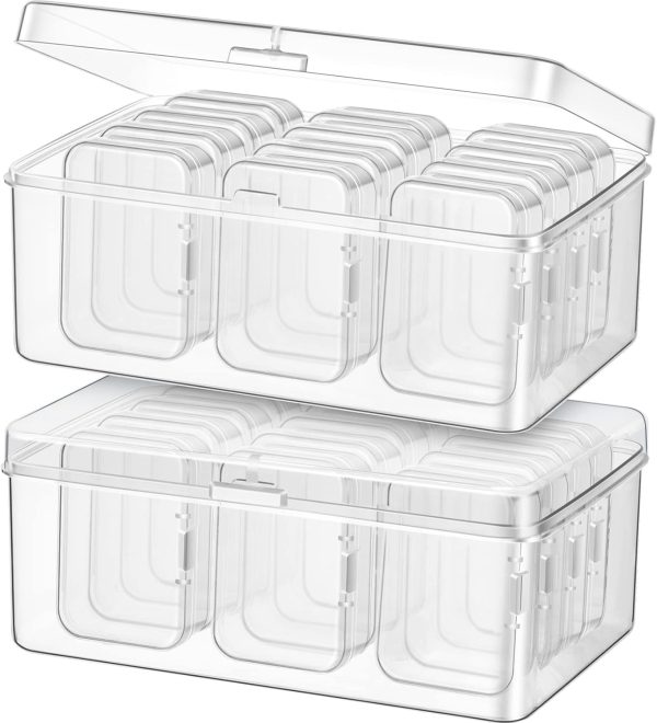Blulu 24 Pcs Bead Organizer Plastic Small Bead Storage Box Clear Storage Case Craft Containers with 2 Pcs Hinged Lid Clear Craft Cases for Jewelry Making DIY Bracelets Beading (Large) organizer or organiser