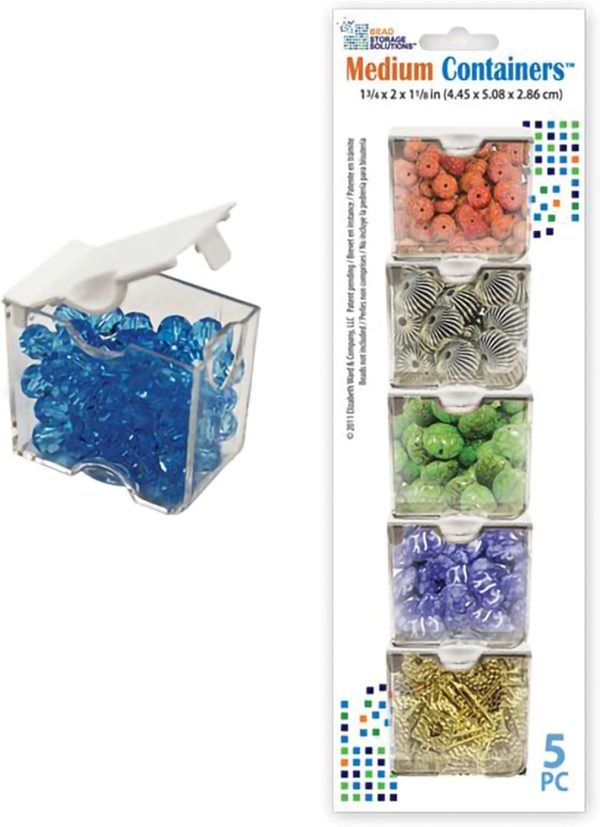 Bead Storage Solutions Elizabeth Ward 5 Piece Craft Organizing Storage Containers for Small Beads, Crystals, and Fasteners, Clear (6 Pack)-2