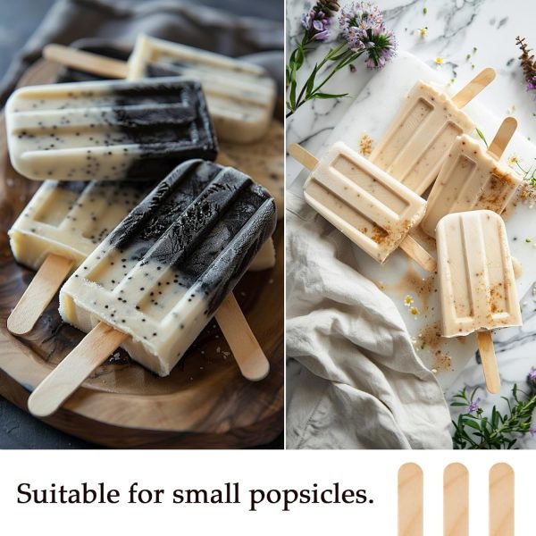 KTOJOY 200 Pcs Craft Sticks Ice Cream Sticks Natural Wood Popsicle Craft Sticks 4.5 inch Length Treat Sticks Ice Pop Sticks for DIY Crafts-3