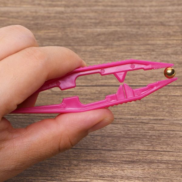 Tupalizy 5 Assorted Colors Plastic Beads Tweezers for Beading Projects Craft Tweezers for Handmade DIY Crafts Jewelry Making Adult Family Home Classroom School Use Creative Game Tools (5PCS)-3