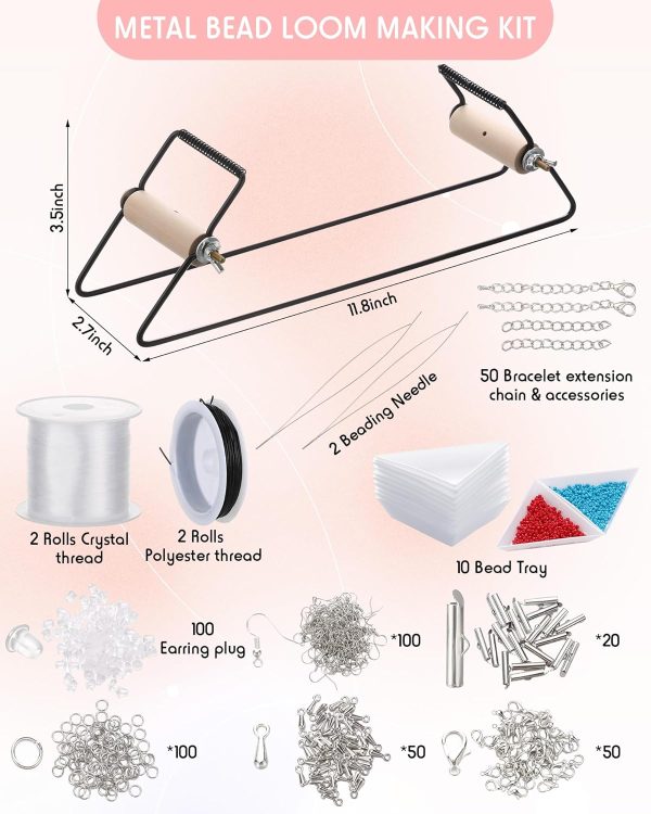 Jexine Bead Loom Kit for Adults 48000 Pcs Beading Loom Supplies with 96 Color 2 mm Glass Seed Bead Bracelets Christmas Jewelry Earring Making Tools Gifts for Women DIY Craft-1