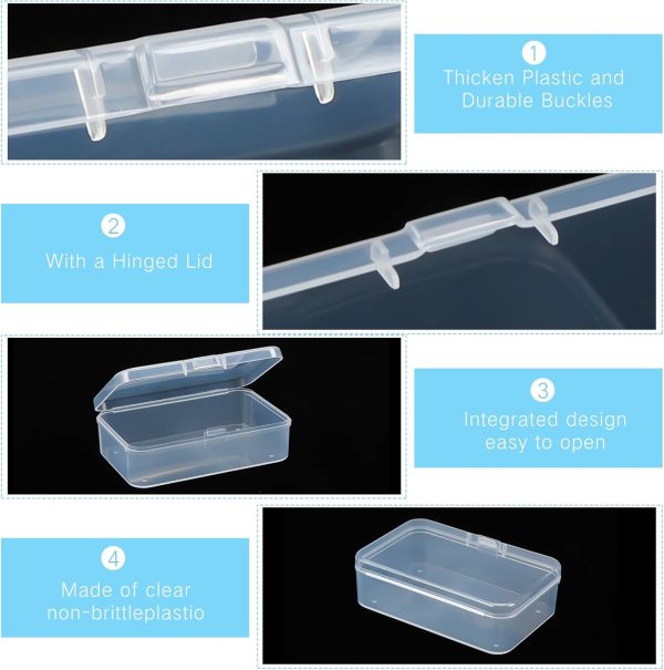12 Pieces Small Clear Plastic Beads Storage Container and Organizer Transparent Boxes with Hinged Lid for Storage of Small Items, Jewelry, Diamonds, DIY Art Craft Accessory (3.35 x 2.17 x 1 Inch) plasticity