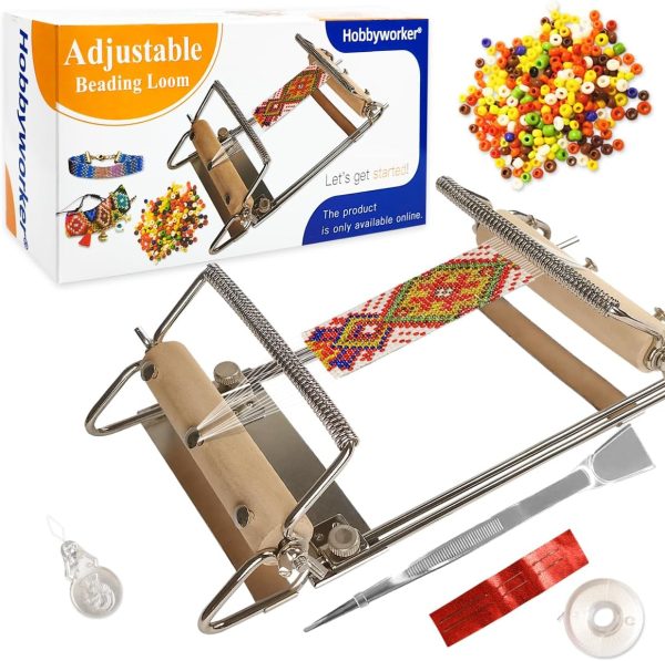hobbyworker The Third Generation Beading Loom Kit with Seed Beads, Bead Needle,Thread,Needle Threader and Instruction Manual,Bead Looms for Adult Jewelry Beading Supplies-0