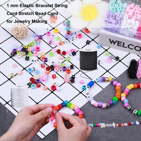 Elastic Cord for Bracelets, 2 Rolls 1 mm 330 Feet Sturdy Bracelet String, Stretchy Elastic String for Jewelry Making, Necklaces, Beading-3