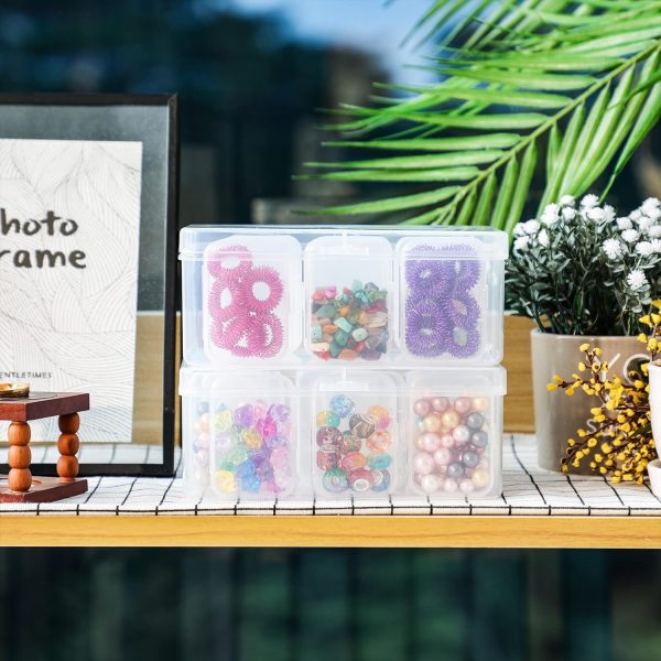 Blulu 24 Pcs Bead Organizer Plastic Small Bead Storage Box Clear Storage Case Craft Containers with 2 Pcs Hinged Lid Clear Craft Cases for Jewelry Making DIY Bracelets Beading (Large)-3