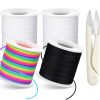 Stretchy Bracelet String Kit with Scissors & Beading Needle, 4 Rolls Elastic String for DIY Crafts, 1mm Stretchy Cord for Jewelry Making Sewing Necklace Beading, 660FT, (Black, White, Rainbow)-0
