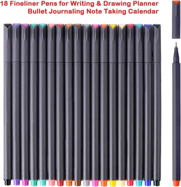 iBayam Journal Planner Pens Colored Pens, Office School Supplies, Fine Point Fineliner Drawing Art Markers for Bullet Journaling Scrapbooking Notebook Writing Note Taking Calendar Stationary, 18-Color-1