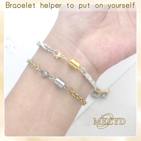 Magnetic Necklace Clasp with Lobster Clasp,14K Gold and Silver Magnetic Jewelry Clasps for Necklace Extender Bracelet Closures-3
