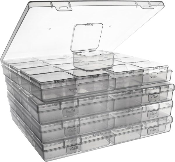 ZIIYAN Bead Storage Containers - 64 Clear Plastic Bead Organizer Boxes with Hinged Lid, Craft Organizers and Storage for Diamond Painting Art, Small Parts, Jewelry Charms containers printers pte ltd