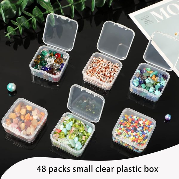 SATINIOR 48 Packs Clear Small Plastic Containers Transparent Storage Box with Hinged Lid for Items Crafts Jewelry (1.7 x 1.7 0.79 Inches)-4