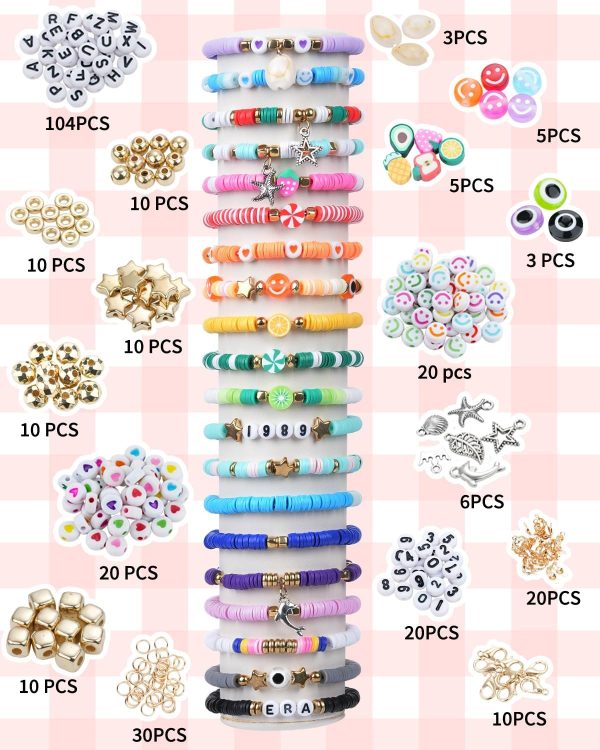 LovelyMoon Bracelet Making Kit 5000 Pcs Clay Beads Flat Preppy Beads for Friendship Jewelry Making Polymer Heishi Beads with Charms Gifts for Teen Girls Crafts for Girls Ages 6 7 8 9 10 11 12-1