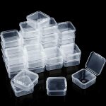 SATINIOR 48 Packs Clear Small Plastic Containers Transparent Storage Box with Hinged Lid for Items Crafts Jewelry (1.7 x 1.7 0.79 Inches)-0