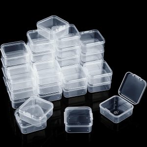 SATINIOR 48 Packs Clear Small Plastic Containers Transparent Storage Box with Hinged Lid for Items Crafts Jewelry (1.7 x 1.7 0.79 Inches)-0