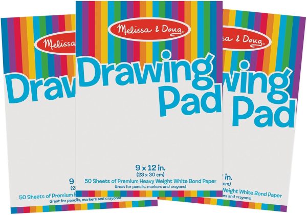 Melissa & Doug Drawing Paper, Sketch Pad, 3-Pack Bundle for Coloring, Writing or Painting (9 x 12 inches) - 50 Sheets Each, Kids Drawing Pad & Art Supplies for Kids Ages 3+ - FSC Certified-0