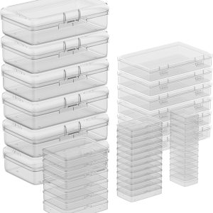 Clear Plastic Storage Containers, Mini Rectangular Organizer Boxes with Hinged Lids, 36 Pack Mixed Sizes, for Beads, Jewelry, Art Craft-0