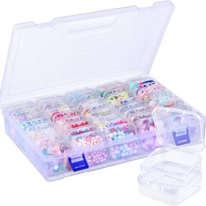Funtopia 40 Pcs Bead Organizers and Storage, Small Clear Plastic Storage Containers with Lids, Mini Transparent Organizer Boxes for Jewelry, Toys, Beads, Small Parts and Crafts Accessories-0