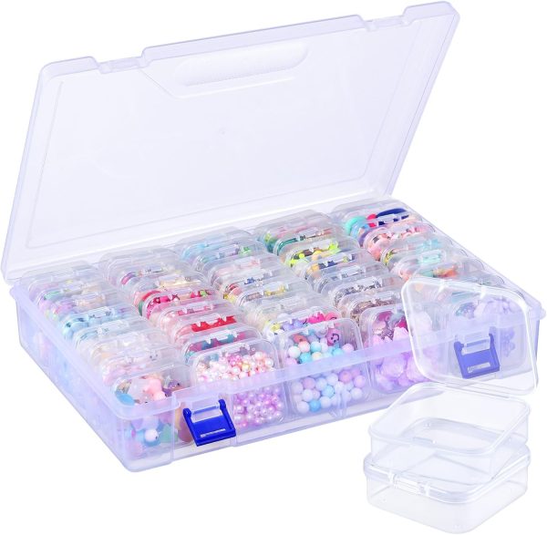 Funtopia 40 Pcs Bead Organizers and Storage, Small Clear Plastic Storage Containers with Lids, Mini Transparent Organizer Boxes for Jewelry, Toys, Beads, Small Parts and Crafts Accessories-0