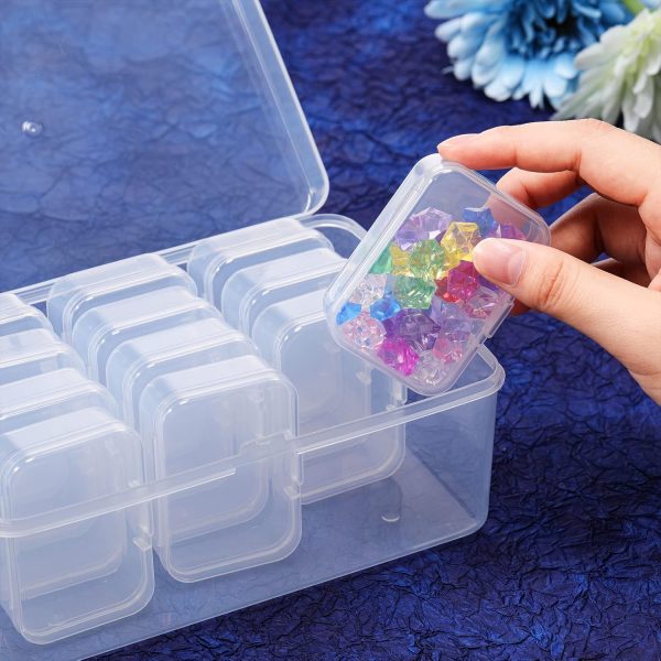 Blulu 24 Pcs Bead Organizer Plastic Small Bead Storage Box Clear Storage Case Craft Containers with 2 Pcs Hinged Lid Clear Craft Cases for Jewelry Making DIY Bracelets Beading (Large)-2