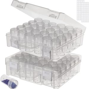 30 Slots Diamond Painting Storage Containers, Bead Organizer, Diamond Containers Diamond Painting Boxes Diamond Embroidery Box Storage Containers 30 Grids Storage Box for Beads Rhinestones (2 Pack)-0