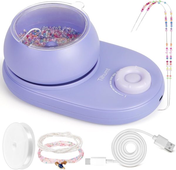 Tilhumt Electric Bead Spinner for Jewelry Making, Forward/Reverse Rotation, Adjustable Speed Clay Bead Spinner with 2 Big Eye Needles, Beading Supplies for Bracelet, Necklace, DIY Crafts (Patented)-0