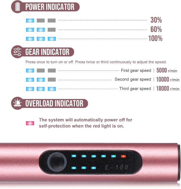 Electric Engraving Pen with 37 Bits, USB Rechargeable Cordless Engraving Machine, Portable DIY Rotary Engraver for Jewelry Wood Glass Stone Carving (Rose red)-2