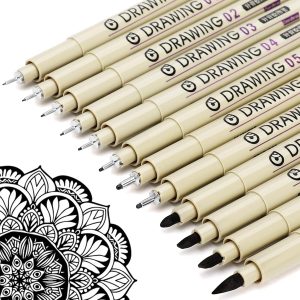 Muchcute Micro Fineliner Drawing Art Pens: 12 Black Fine Line Waterproof Ink Set Artist Supplies Archival Inking Markers Liner Sketch Outline Anime Gifts Manga Sketching Watercolor Zentangle Kit Stuff-0