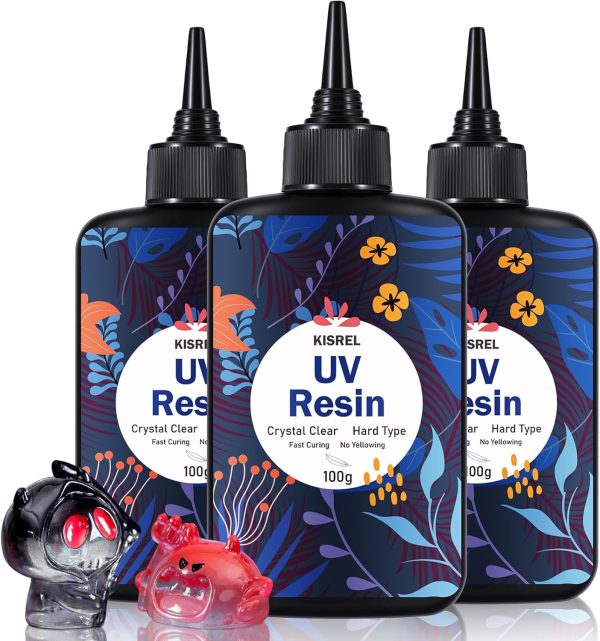 KISREL UV Resin 300g - Upgraded UV Resin Kit, Hard Type Crystal Clear Ultraviolet Curing UV Epoxy Resin for Craft Jewelry Making-0