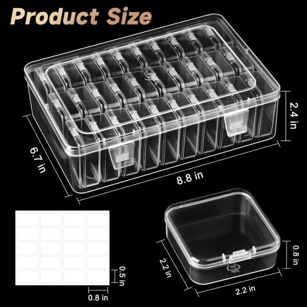 Bead Organizer Box, 60 Pcs Small Clear Plastic Bead Storage Cases, Mini Rectangle Storage Containers with Hinged Lids and Labels for DIY Art Craft Jewelry Bracelet Making-1
