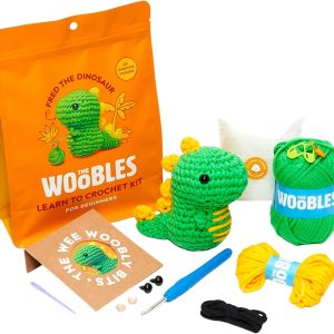 The Woobles Crochet Kit for Beginners - Easy Arts and Crafts Knitting & Crochet Animals Kit As Seen On Shark Tank - Fred The Dinosaur-0