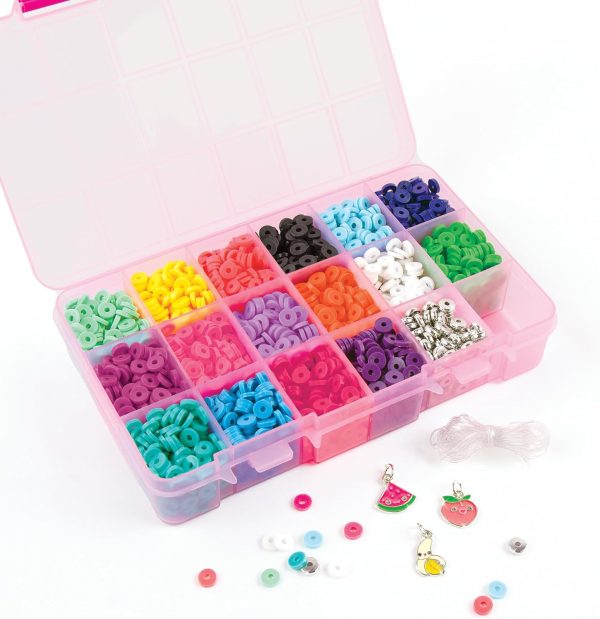 Make It Real Heishi Bead Kit - Vibrant Colors - Creative Beading Set for Kids Compatible with Bracelet Maker - Organize with Storage Case-2